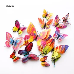 Elegant 3D Butterfly Wall and Fridge Décor Set - 12-Piece Double Layer Design for Home or Wedding Decor (Colorful)