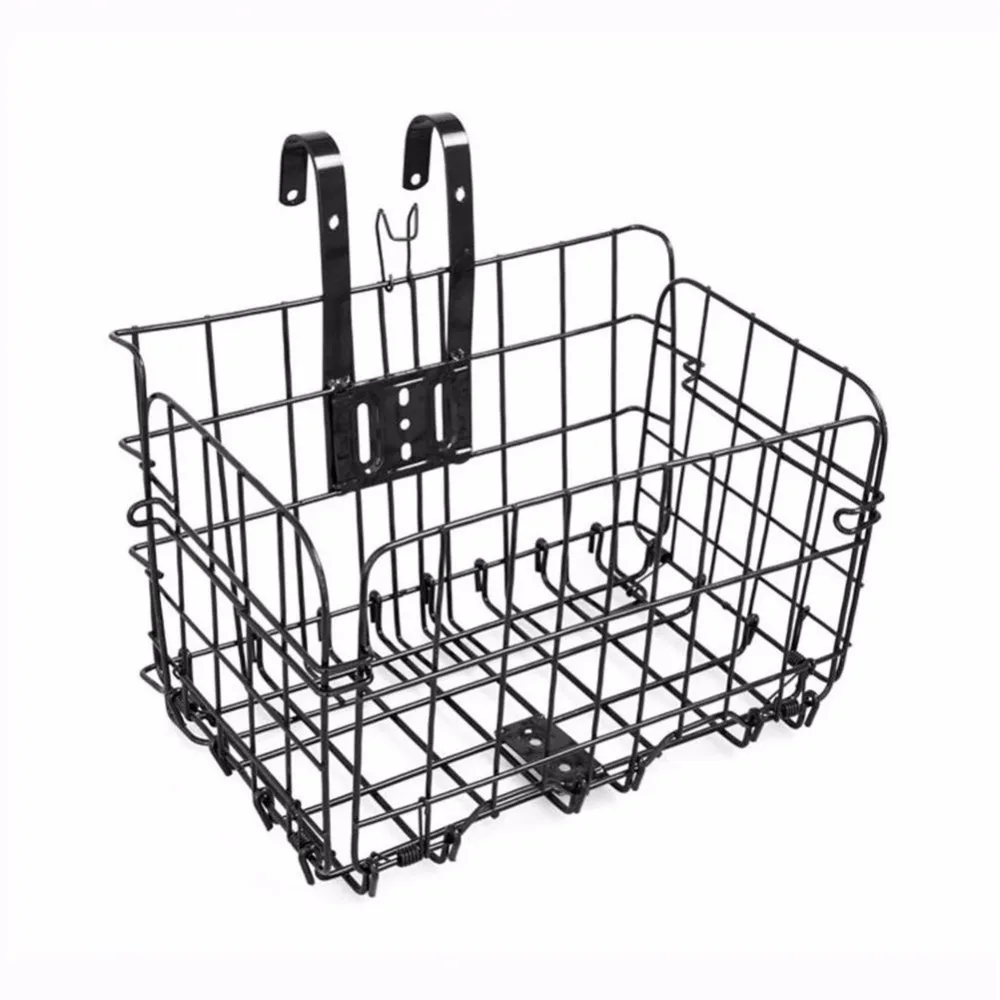 black metal bike basket