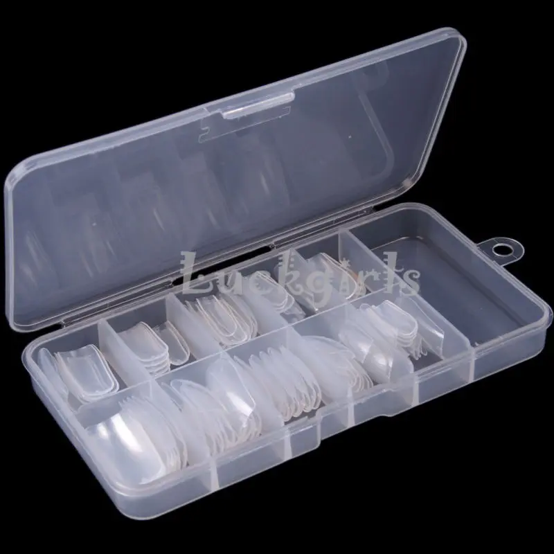 

Nail Fingernail Box Pro Full 100Pcs Acrylic Fake Clear Set French False Tips Art