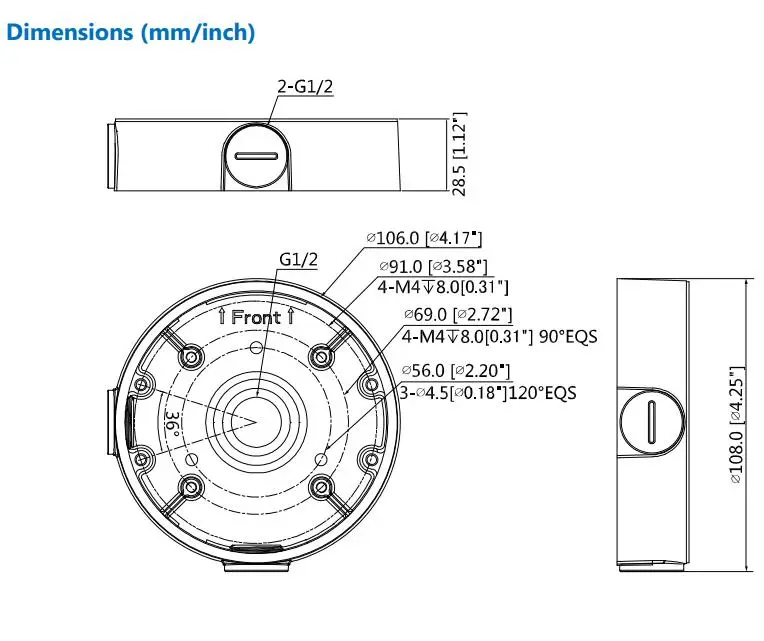 Dahua PFA139 водонепроницаемая распределительная коробка для Dahua ip-камеры кронштейны CCTV аксессуары для камеры: IPC-HDW4631C-A IPC-HDBW4431F-AS