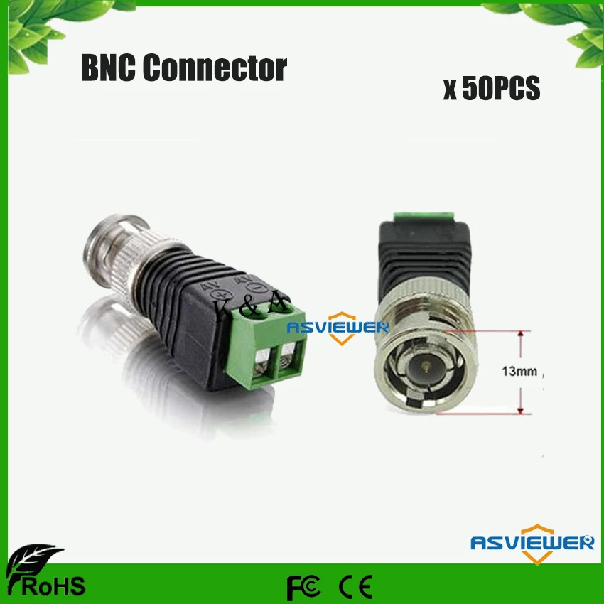 Коаксиальный CAT5 к Камера видеонаблюдения BNC M Balun Connector, dc разъем BNC-винт 50 шт./лот