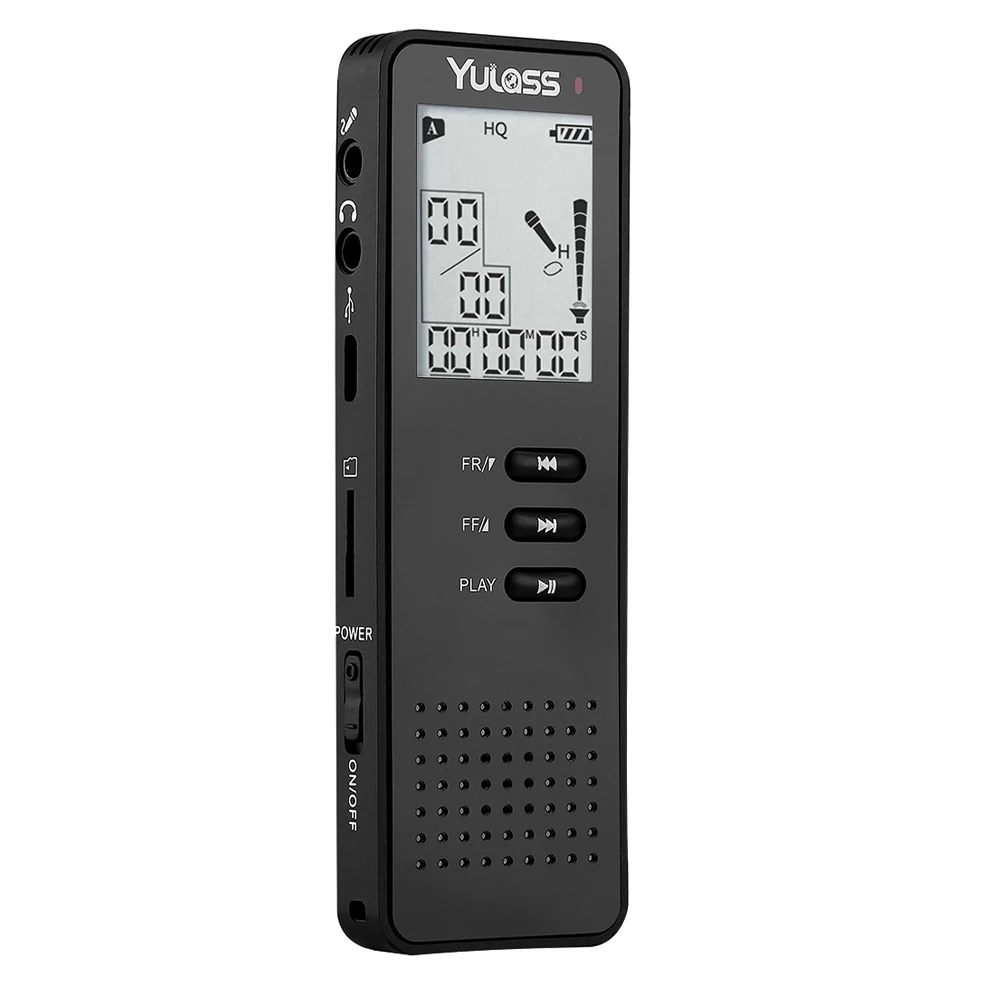 Цифровой диктофон Yulass 8 Гб Профессиональный портативный диктофон с MP3-плеером/TF картой до 64 Гб черный