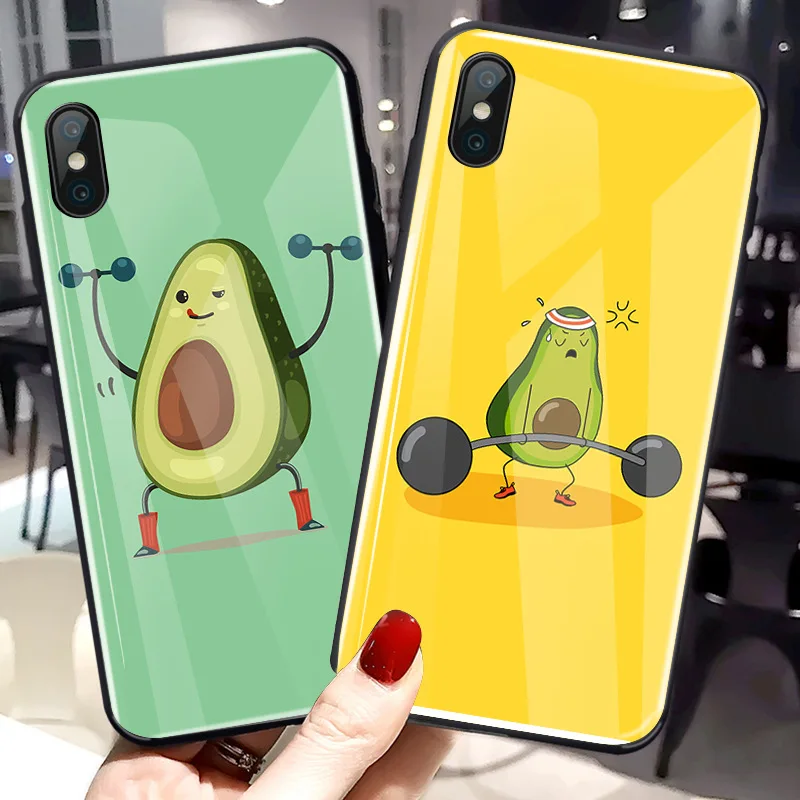 Зеленое милое закаленное стекло для iPhone XS Max XR X 8 7 6 6s Plus, защитная задняя крышка для телефона