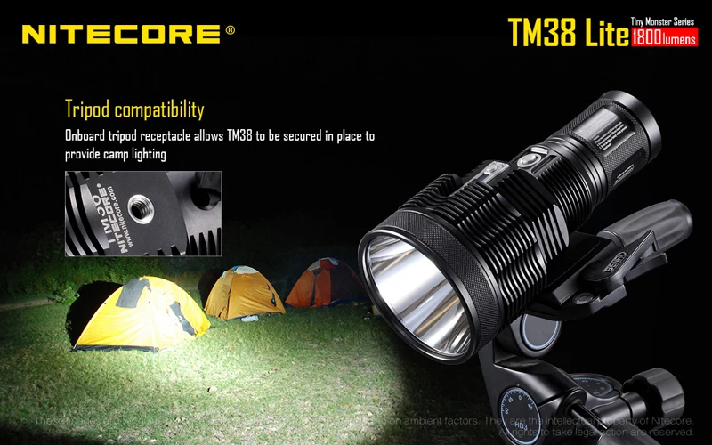 Крошечный монстр серии Nitecore TM38 Lite CREE XHP35 HI D4 светодиодный 1800 люмен перезаряжаемый прожектор с дальностью луча 1400 метров