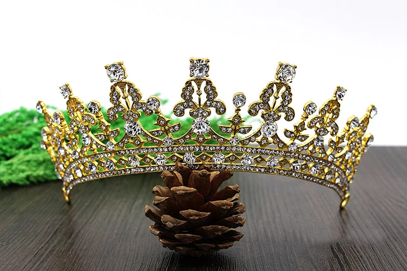 HIMSTIRY Европейская королевская принцесса винтажная корона для волос Свадебная вечеринка хрустальные стразы диадема Принцесса Корона для волос