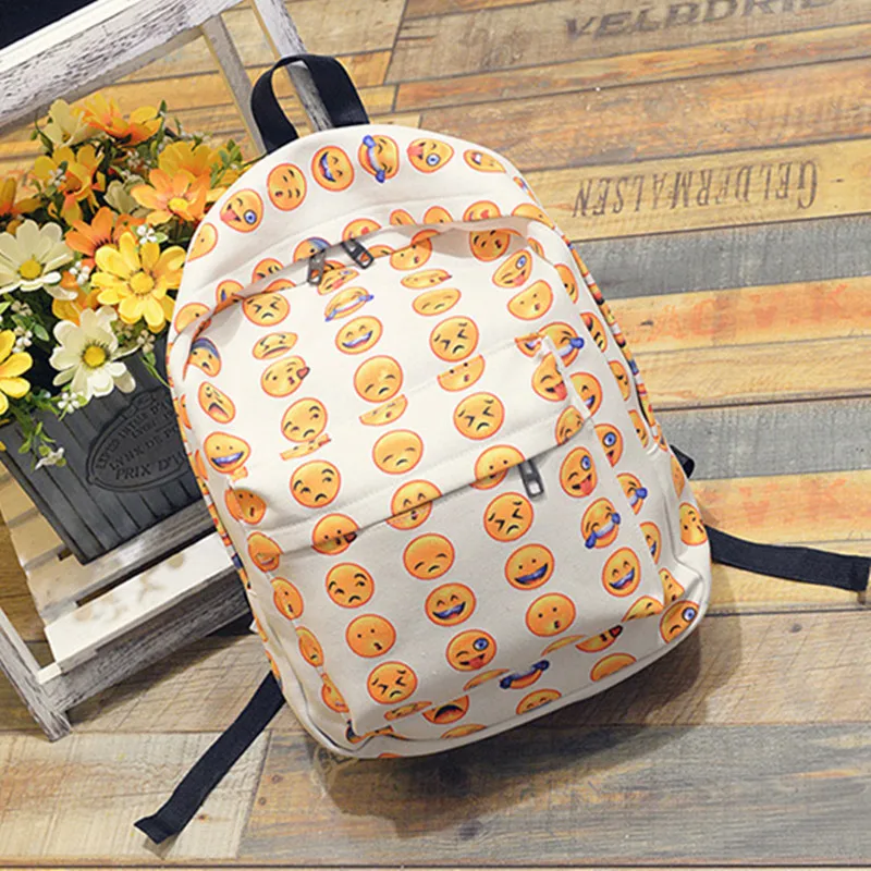 

Emoji Backpack Bags Smiling Face Bag Schools Canvas Smiley School Bag Anime Backpacks And School Bags Women Backpacks