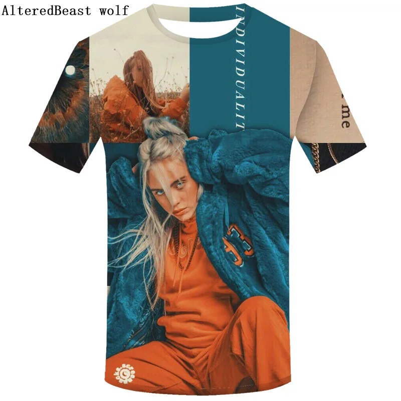 

Billie Eilish Men 3d T-shirt Funny T Shirts Hip Hop Tshirt Cool Mens streetwear Clothing 2019 men's tops short sleeve tees