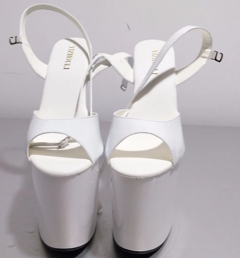 Sexy High Platform Lined Sandal 8 Inch Heel White bride wedding dress sexy ultra high thin heels 20cm sandals women's Dance Shoe