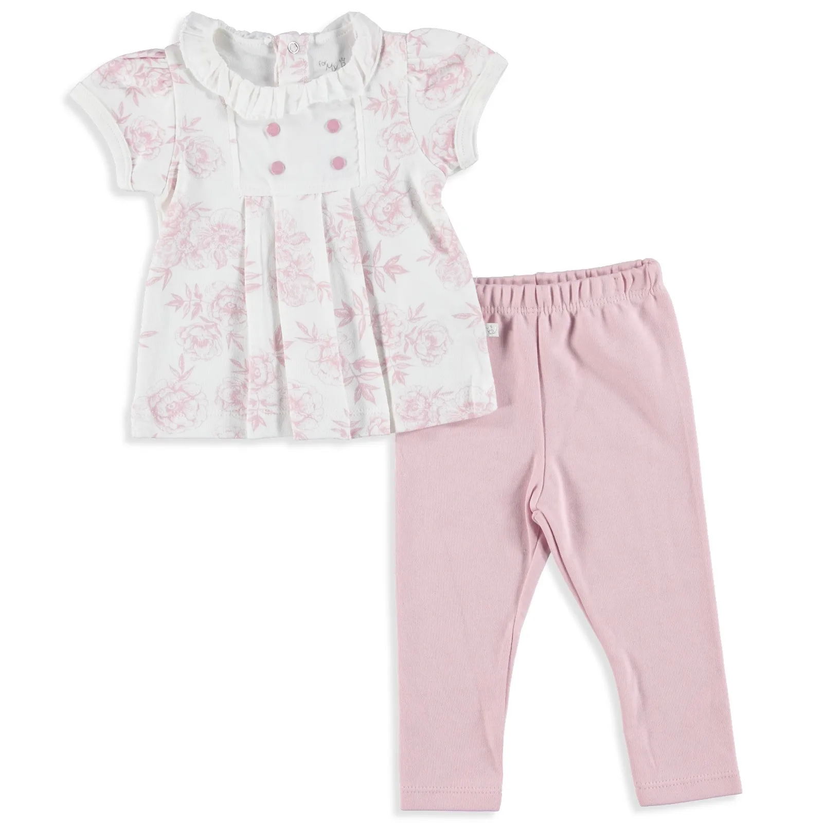 Ebebek For My Baby/комплект из 2 предметов, леггинсы с цветочным принтом штаны без ног одежда с короткими рукавами и отложным воротником для