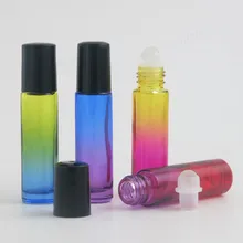 24x10 мл дорожные градиентная расцветка; Высота Стеклянная с роликом бутылки для эфирных масел, Накручивающийся депилятор многоразового Прозрачный флакон бутылка Контейнеры для дезодорантов