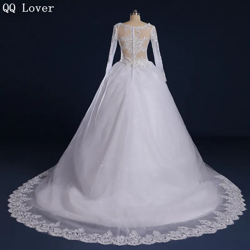 Роскошное винтажное кружевное свадебное платье QQ Lover с длинными рукавами 2020