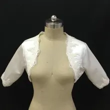 Новинка, популярная Свадебная атласная куртка на заказ, модное болеро с воротником и рукавами 3/4