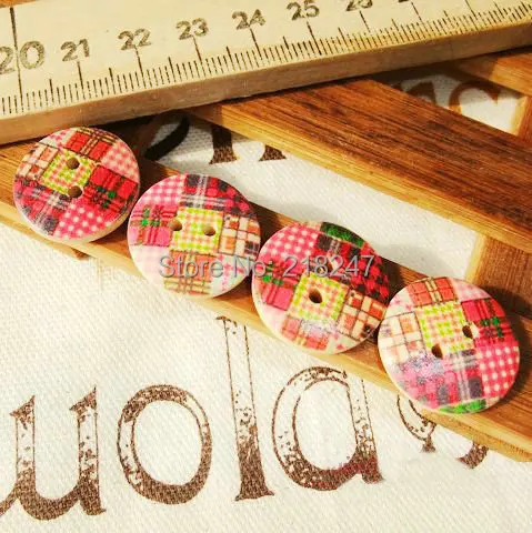 Patchwork Quilted Style 2CM DIY handmade accessories ZAKKA Painted Wood Buttons 100Pcs
