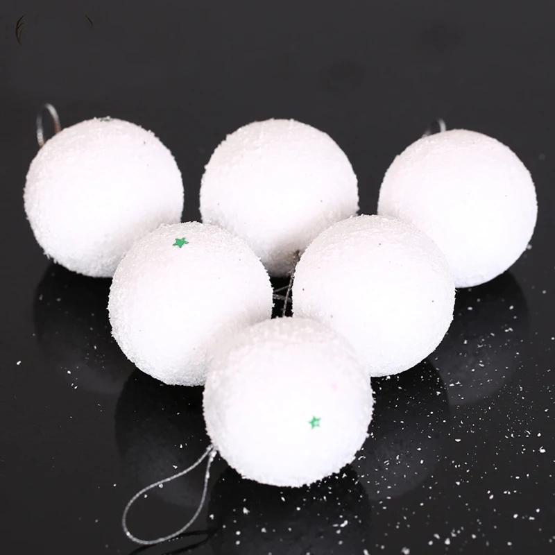

6 Pcs\lot 4 cm 5 cm 6 cm White Foal Christmas Balls For Festive Party Christmas Tree Drop Ornaments Decoration Supplies