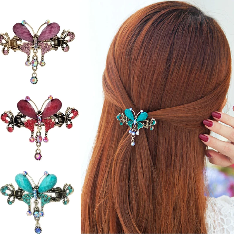 

Fashion Vintage Elegant Ethnic Style Butterfly Flower Hairpins Rhinestone Barrette Tiaras Hair Clip Hair Claws Hair Accessories