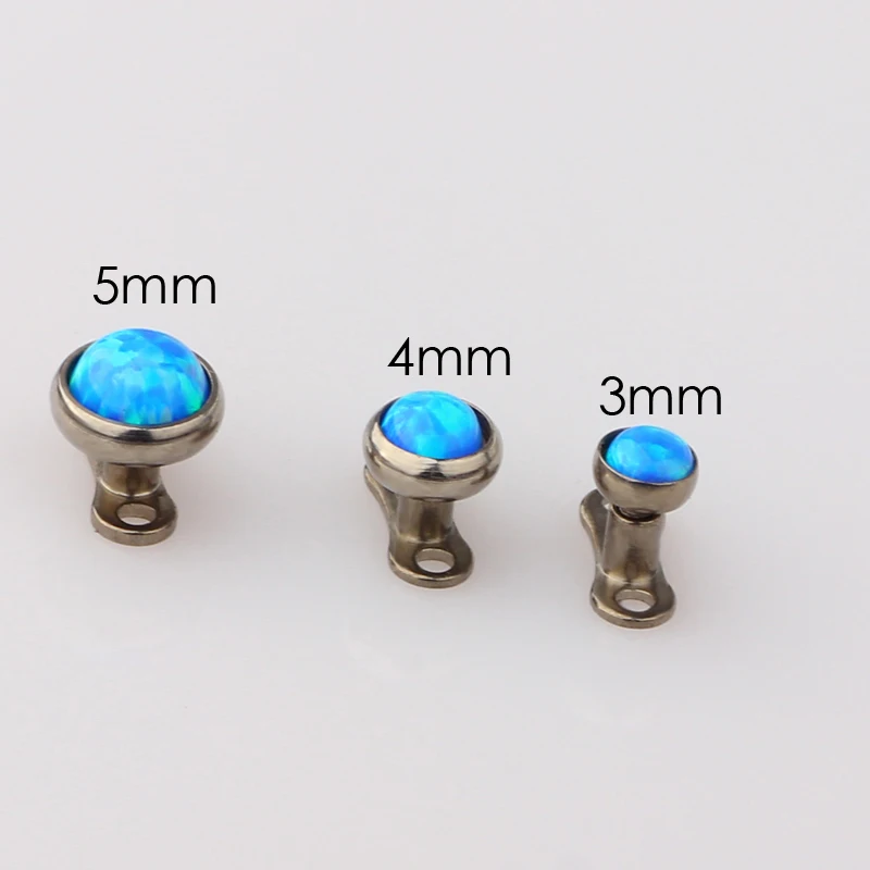 JUNLOWPY High Polished Flat Nature Opal Titanium G23 Micro Dermal  3mm 4mm 5mm Piercing Skin Diver Piercing Jewelry