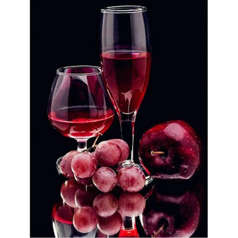 

DIY 5D Full Diamonds Embroidery Wine grape stickers round Diamond Painting Cross Stitch fruit pattern Diamond Mosaic picture