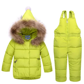 

1-3T Russian Real Fur Warm Children Clothing Sets Girls Winter Down Coat Boys Jacket Children's Snowsuit Kids Outdoor Ski suit