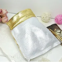 9*12 см 100 шт ручной работы Золотые сумки на шнурке для свадьбы/вечерние/подарок/браслеты/ожерелье мешки стенд для ювелирных украшений сумки