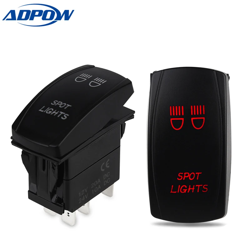 

ADPOW 12V SPST ON-OFF 5 Pin Rocker Switch Waterproof LED Light Bar Toggle Rocker Switch For Car Boat Marine Vehicles