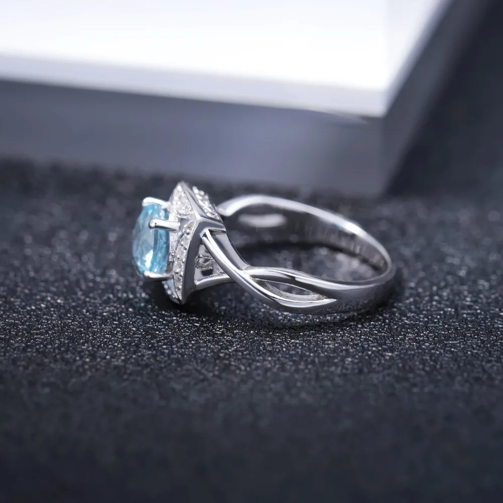 Gem's Ballet Настоящее Серебро S925 пробы кольца для женщин Небесно-Голубой топаз кольцо Подушка с изображением драгоценного камня романтический подарок обручальное ювелирное изделие