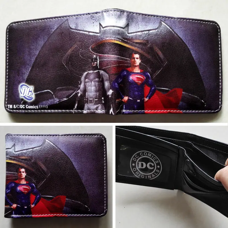 DC Comic Super Hero Superman vs batman wallet leather wallet two