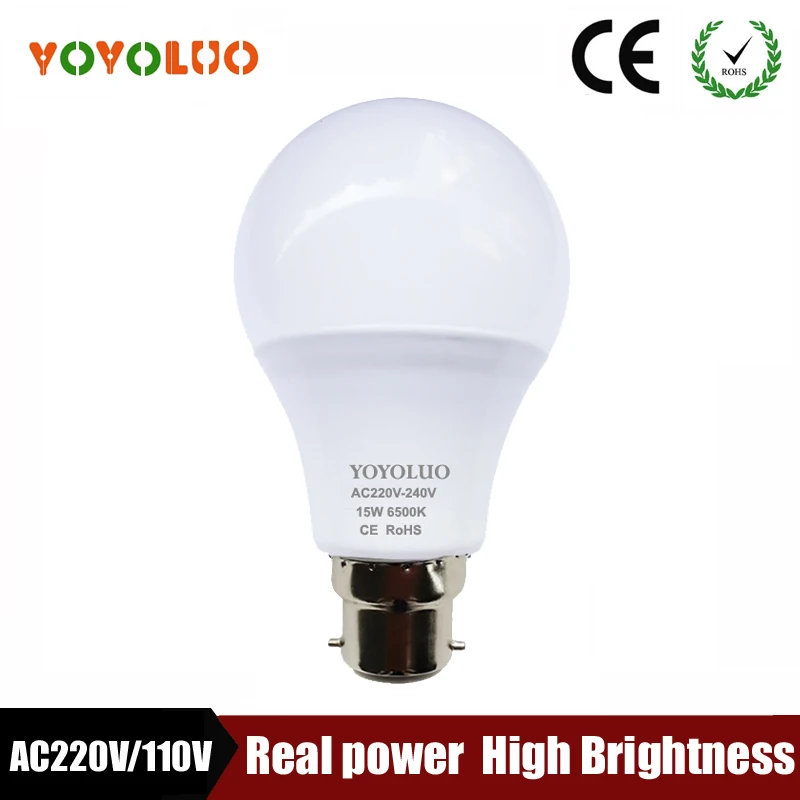 

Lampada LED Lamp B22 7W 9W 12W 15W 220V LED Bulb 110V LED Light bulb SMD2835 Energy Saving 360 Degree Warm/white home lighting