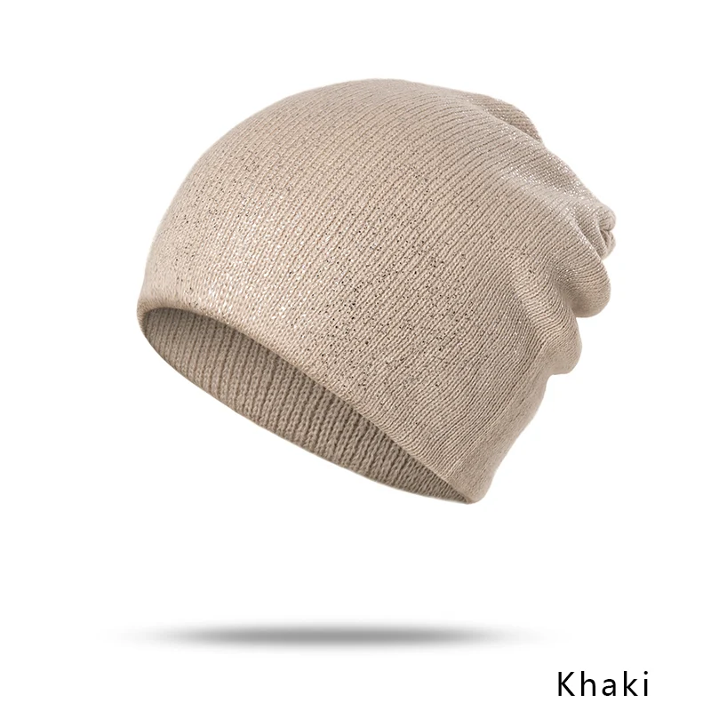 Evrfelan, женская зимняя Лыжная шапочка, Вязанная, Skullies Beanies, шапки, женская модная уличная шапка, шапка для девочек, одноцветная, Gorro - Цвет: Khaki1