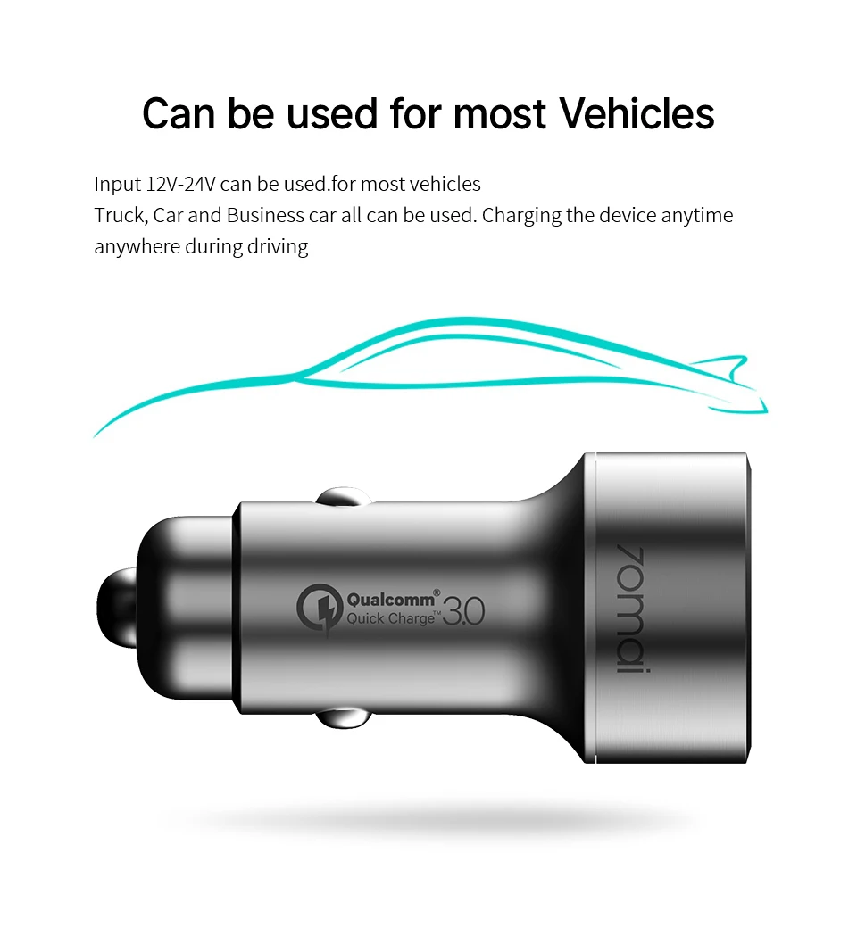 70mai QC 3 0 Металлический Чехол с быстрой зарядкой Mini 2USB порт автомобильное зарядное