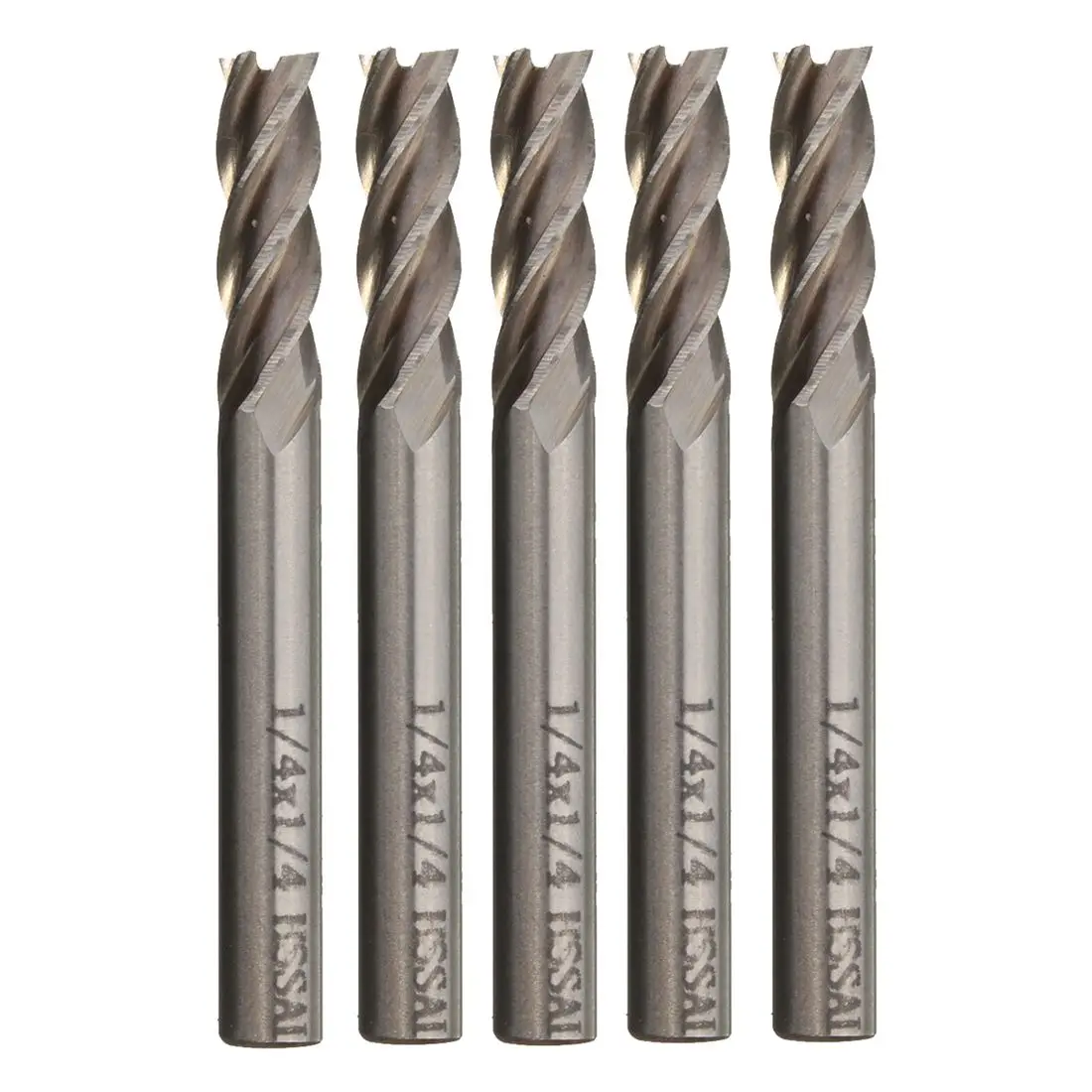 

SWT 5Pcs 1/4inch x 1/4inch 4 Flute HSS CNC End Mill Cutter Milling Router Bit Cutting Tool