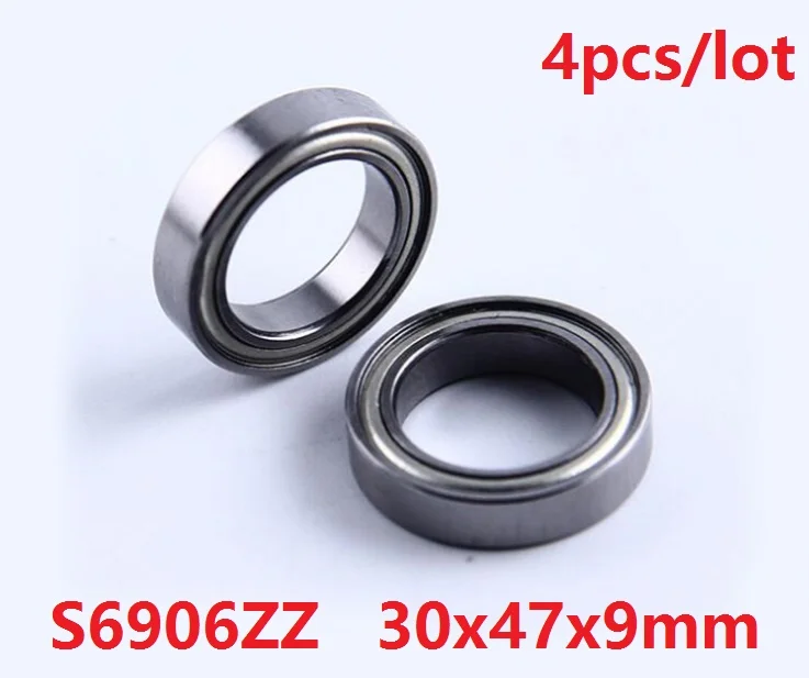 

4pcs/lot ABEC-5 S6906ZZ S6906 ZZ bearing 30x47x9 mm Stainless Steel Deep Groove Ball Bearing 30*47*9