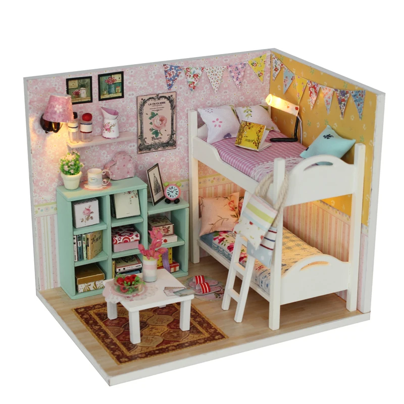 DIY деревянный дом Miniaturas с мебелью поделки миниатюрный дом Кукольный домик игрушки для детей Рождество и день рождения подарок M020