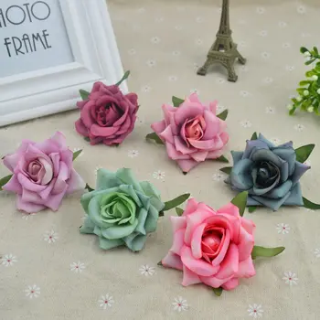 

100pcs Silk roses head christmas decora for home accessories wedding a cap diy vases gifts high quality cheap Artificial flowers