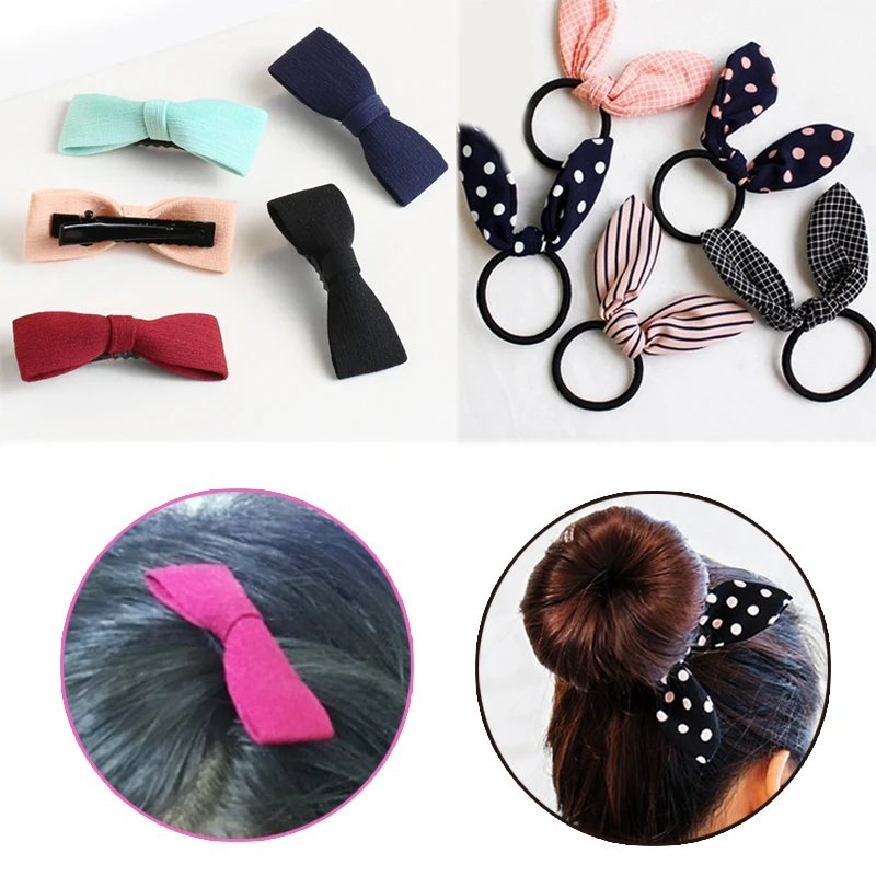 

2018 New Arrival Bowknot Korean Elasticity 1PC Allergy Strip Hair Rope Exquesite Hair Clip Beautiful Bunny Ears Unique