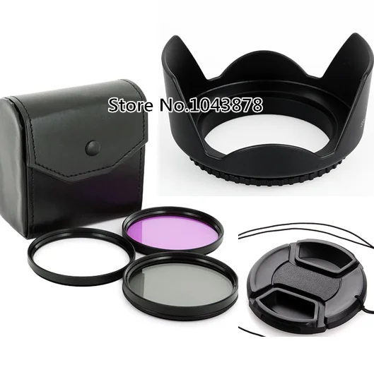 

55MM flower Lens Hood + 55MM Filter kit UV ultraviolet FLD CPL circular polarized + 55MM Len Cap