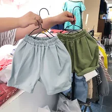 Летняя одежда корейский расслабляющий отдых джокер хлопковые шорты однотонные штаны для маленьких мальчиков и девочек