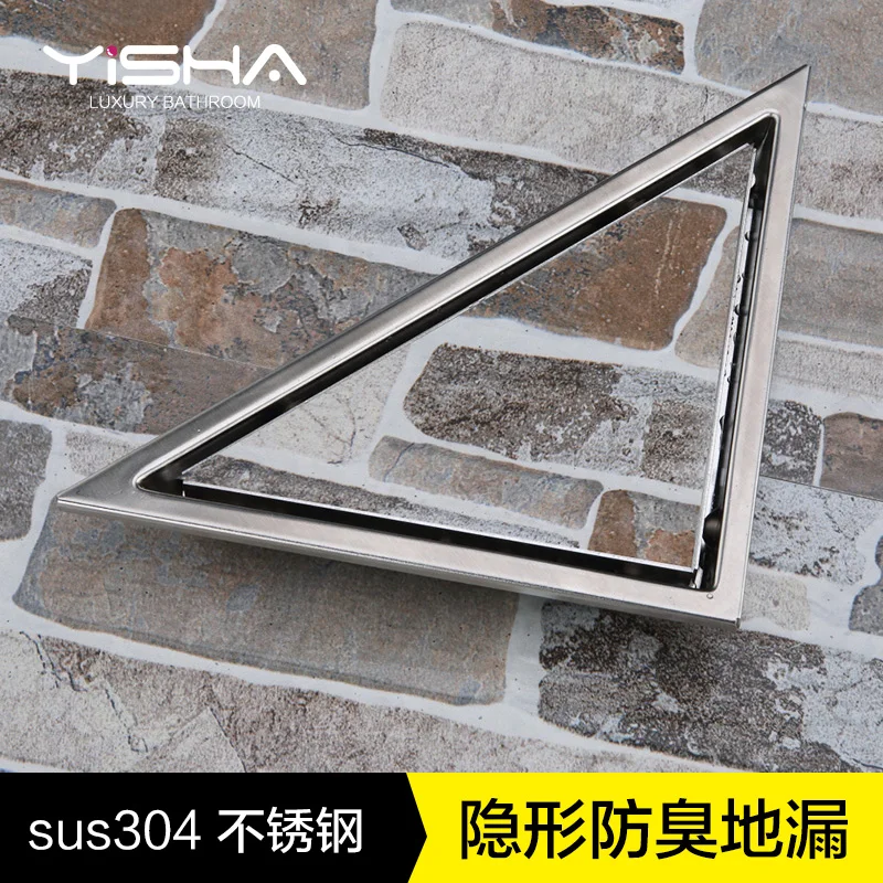 

steel invisible floor drain, triangle deodorant floor drain, insect control, anti blocking floor drain cover