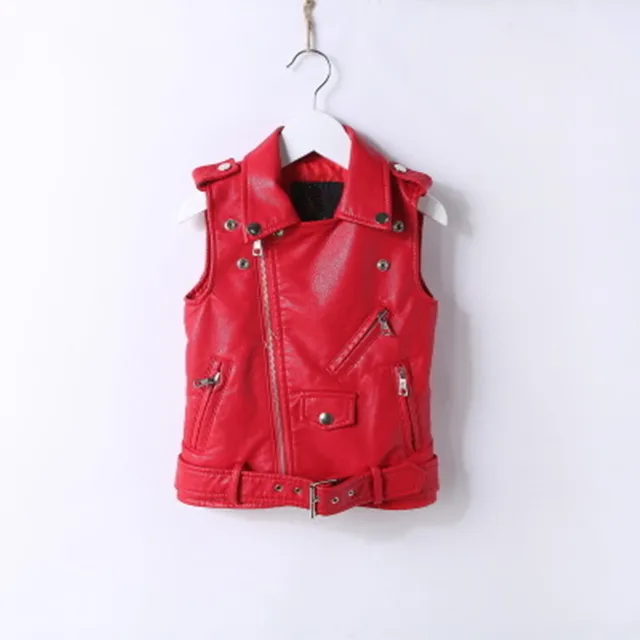 Wholesale Fashion Kids PU Leather Vests Spring Autumn Black & Red Boys