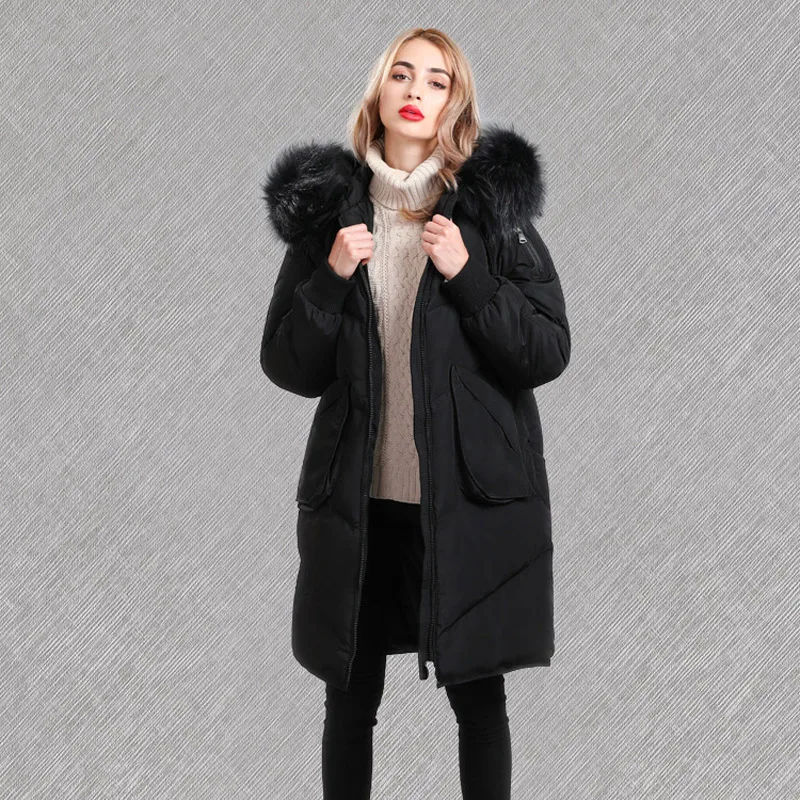 OMCHION Plus Size Chaqueta Mujer 2018 Nature Raccoon Fur White Duck Down Winter Coat Women Thick Warm Mid-Long Loose Parka QY06 OMCHION Plus Size Chaqueta Mujer 2018 Nature Raccoon Fur White Duck Down Winter Coat Women Thick Warm Mid-Long Loose Parka QY06