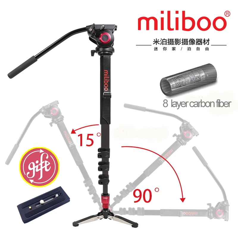 miliboo MTT705B Portable Carbon Fiber Tripod Monopod for ProfessionalCamera Camcorder Video DSLR Stand Half Price of