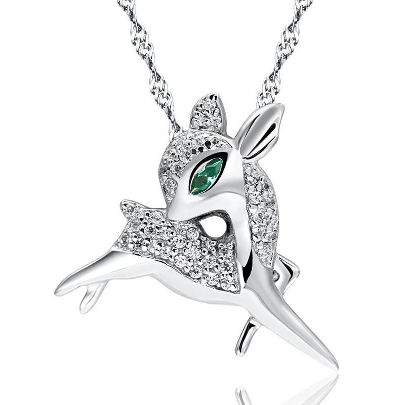 Fashion High Quality Exquisite Sika Deer Necklace Pendant S925 Silver Cross Pendant Christmas Deer Decoration Jewelry