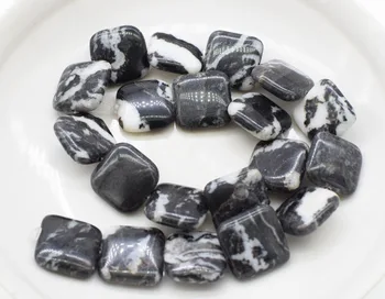 

loose beads black white zebra agate square 20*6mm 15inch for making jewelry necklace FPPJ wholesale