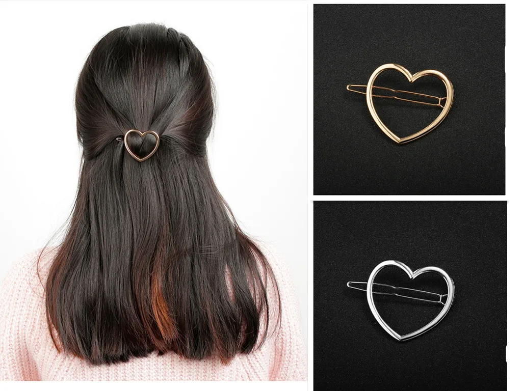Women Hairpins Girls Star Heart Circle Hair Clip Delicate Unicorn Hair Pin Hair Punk Hollow Out Moon Triangle Circle Barrettes