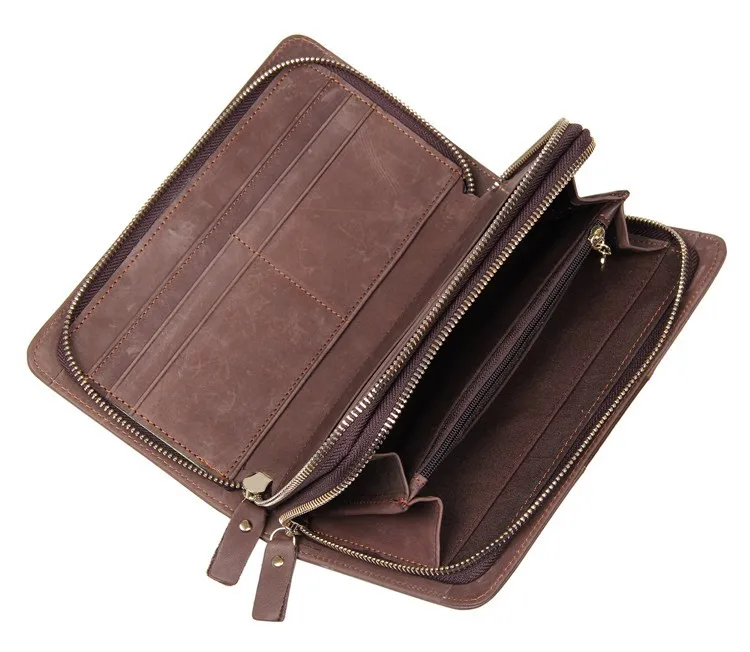 8070R JMD отличное пояса из натуральной кожи Двойные для мужчин коричневый кошелек сумочка-клатч Чековая книжка