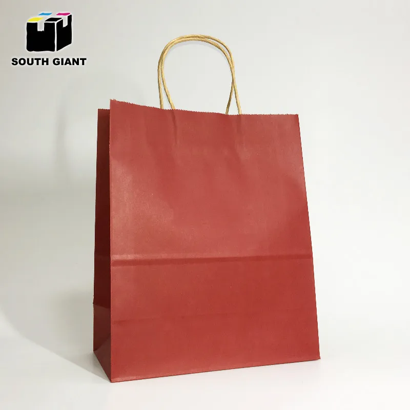 10 шт различных цветов бумажные пакеты для подарка черный коричневый розовый белый перерабатываемая крафт-бумага для свадебной вечеринки индивидуальный логотип - Цвет: Dark Red