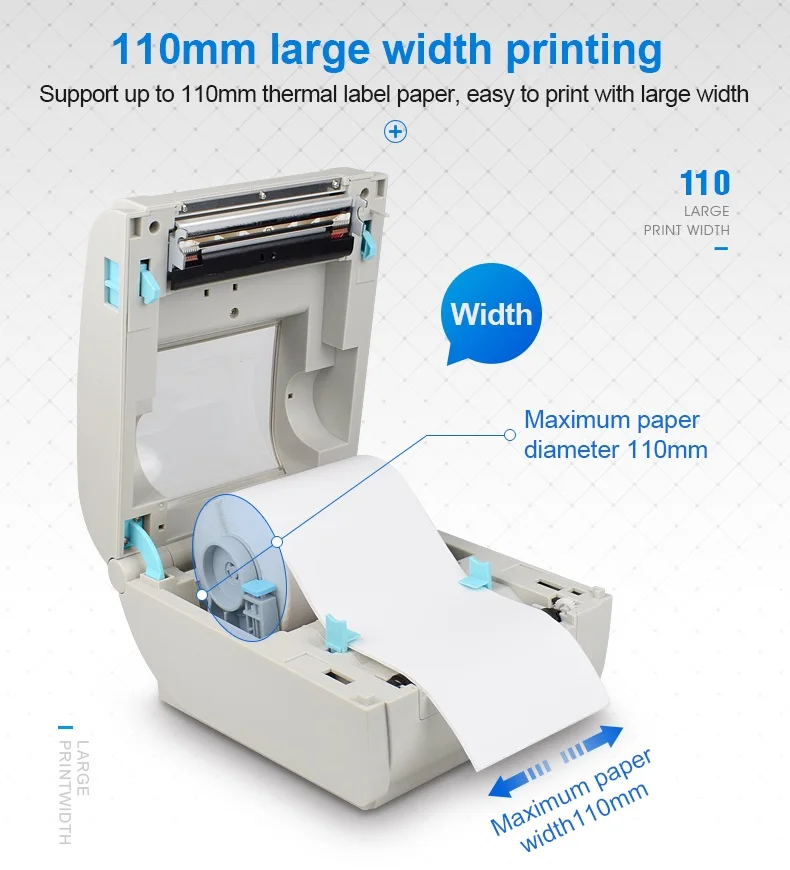 110 мм Принтер Этикеток Штрих-код bluetooth сотовый фото стикер квитанция термальный фотопринтер с скоростью печати 160 мм/сек