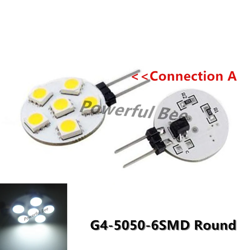 2 x G4 5050 6SMD 1 Вт круглая Светодиодная лампа холодный белый теплый купол для чтения