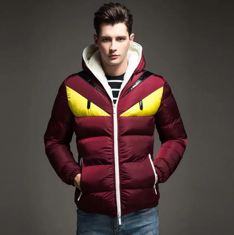 Высокое качество зимние мужские куртки и пальто флис с капюшоном Повседневная Мужская одежда Мужская Толстая куртка пуховик - Цвет: Красный
