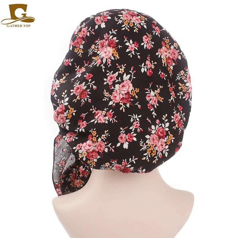 Модный винтажный широкополосный женский хлопковый головной шарф Кепка chemo головной убор для выпадения волос для девочек ночной Чепчик для сна головной убор