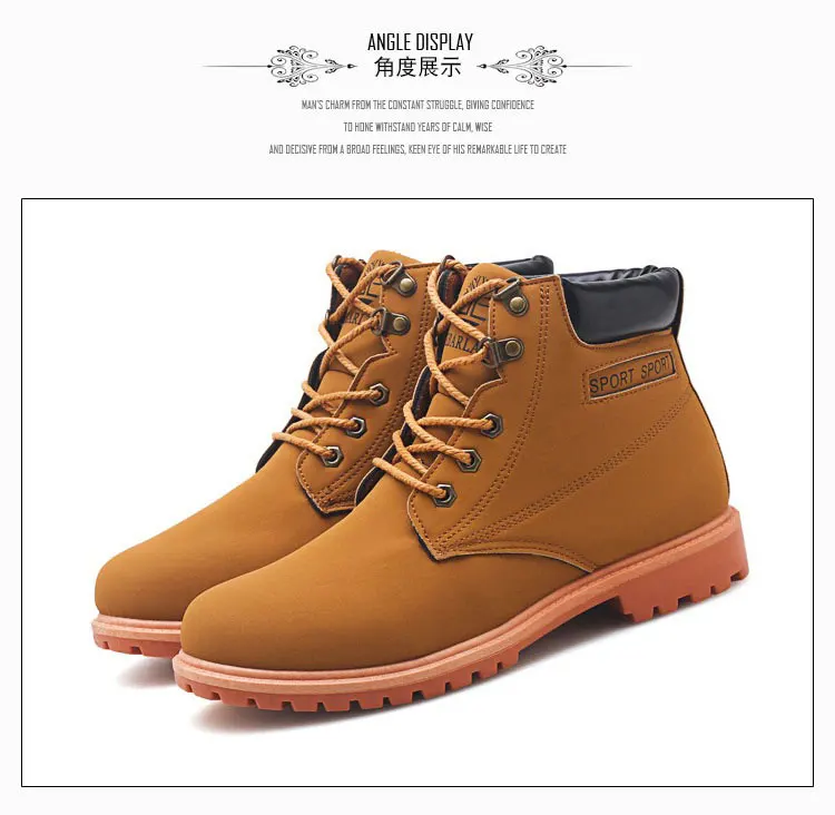 Autumn Men Ankle Boots Lace Up Men Fashion Mens Cowboy Boots Working Shoes Man Safety Timber Land Shoes Martin Army Boots